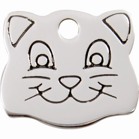 Red Dingo Stainless Steel Cat Face Pet ID Cat Tags poultry vaccine,livestock vaccine,animal vaccination