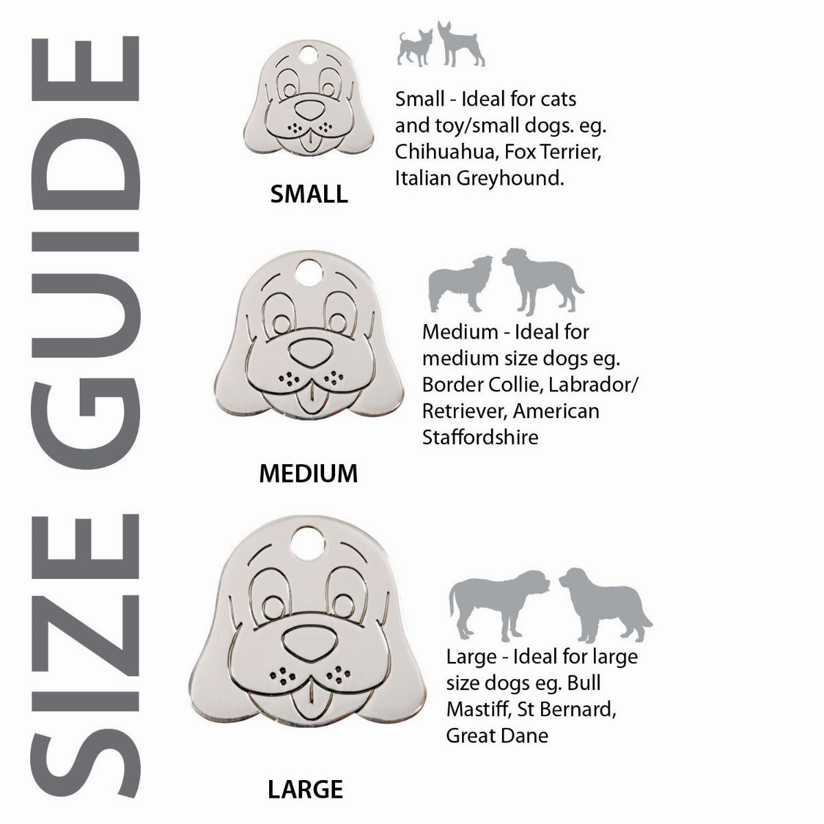 Red Dingo Stainless Steel Dog Face Pet ID Dog Tags