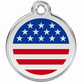 Red Dingo Stars & Stripes Pet ID Dog Tags USA Flag designer pet clothes,designer dog collar,luxury pet gear