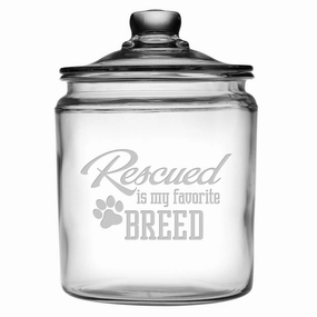 Rescued Is My Favorite Glass Dog Treat Jar pet apparel,dog hoodie,fashionable pet wear