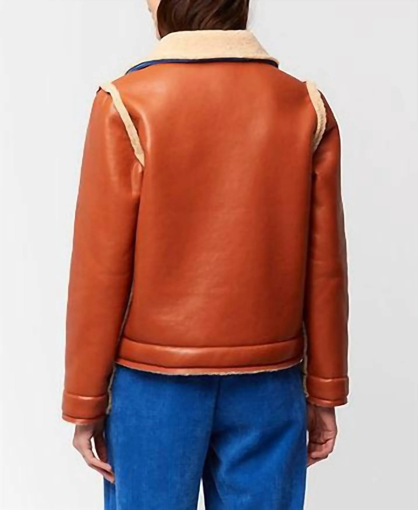 Reversible Faux Leather Jacket In Terracotta