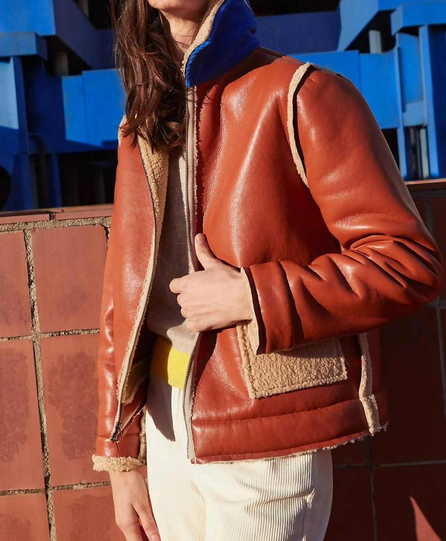 Reversible Faux Leather Jacket In Terracotta