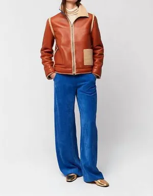 Reversible Faux Leather Jacket In Terracotta