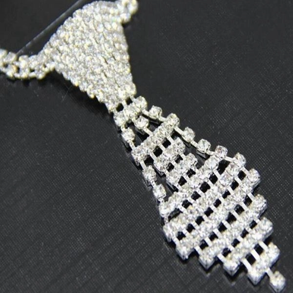 Rhinestone Tie Dog Necklace