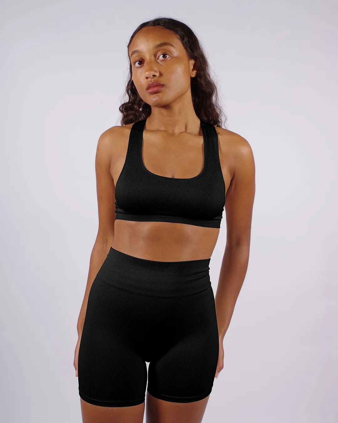 RIBBED ELATED Bra Top | Black