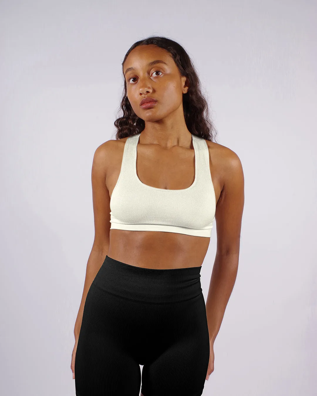 RIBBED ELATED Bra Top | Cream
