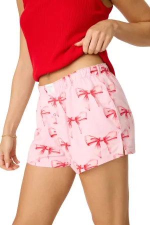 Ribbons & Bows Flannel Short In Pink