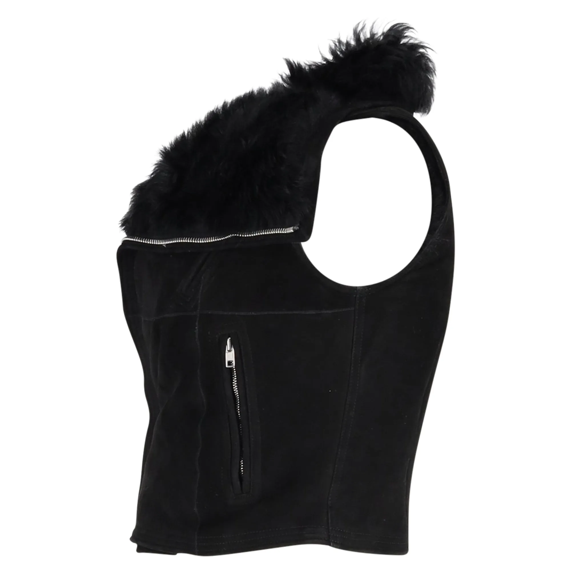 Rick Owens Sphinx Vest Biker Jacket in Black Suede