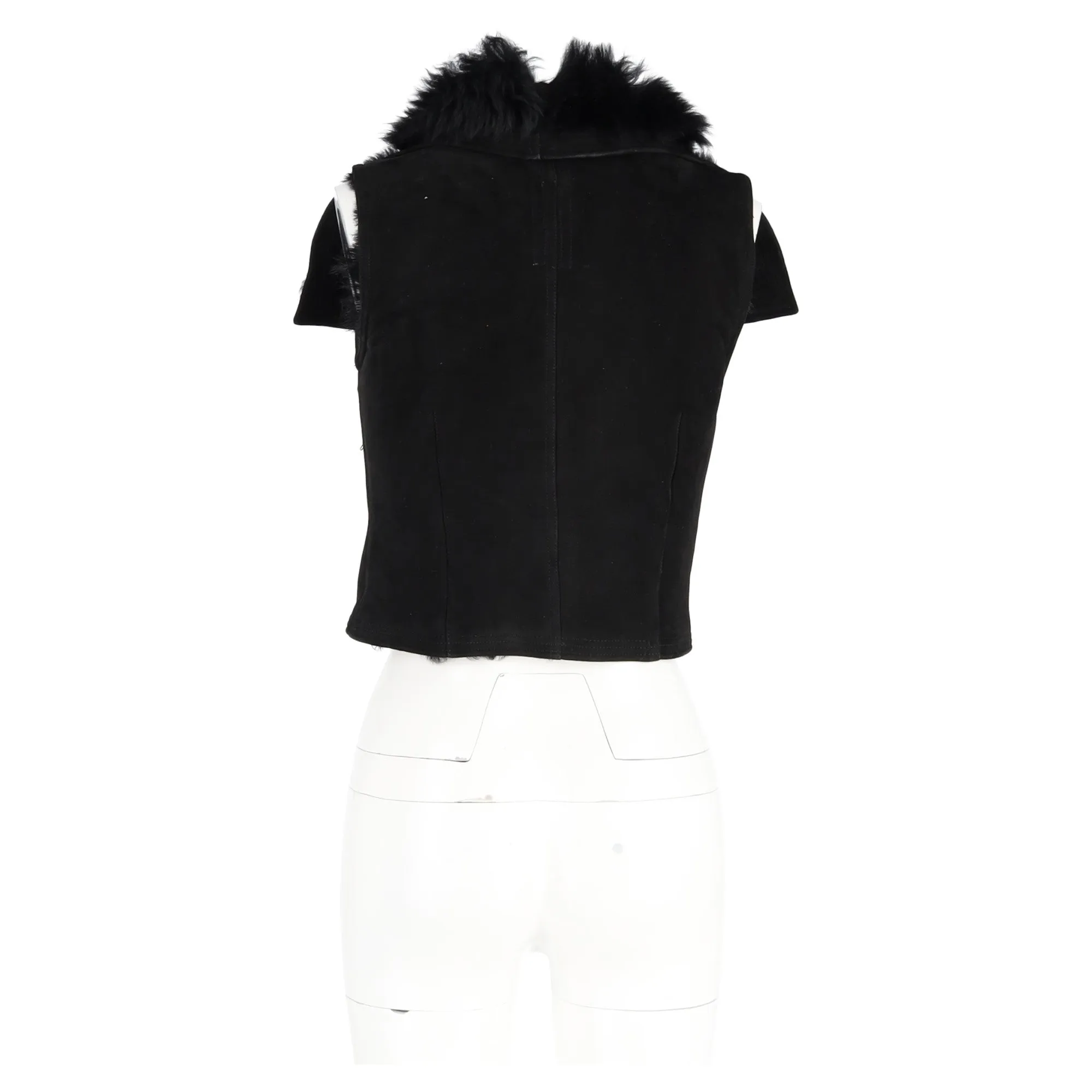 Rick Owens Sphinx Vest Biker Jacket in Black Suede