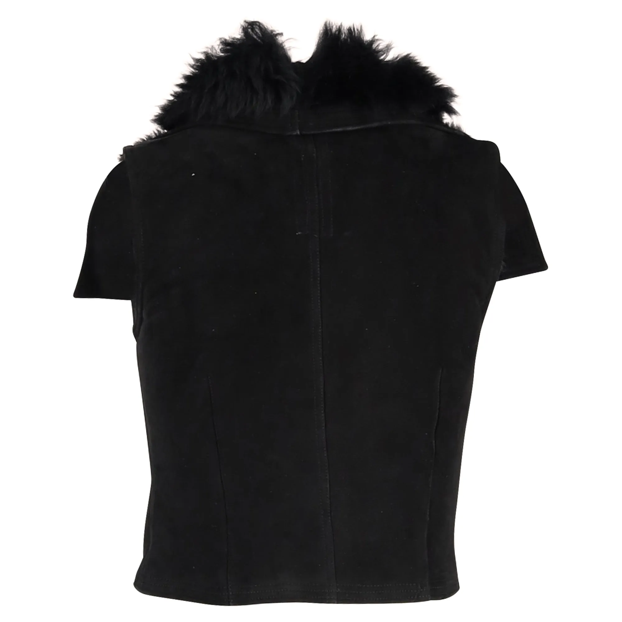Rick Owens Sphinx Vest Biker Jacket in Black Suede