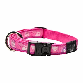 ROGZ PINK PAW COLLAR - L dog harness and leash,reflective dog collar,pet walking gear