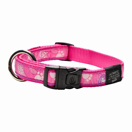 ROGZ PINK PAW COLLAR - L dog harness and leash,reflective dog collar,pet walking gear