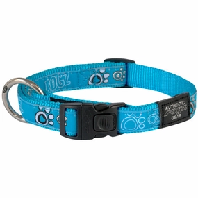 ROGZ TURQUOISE PAW COLLAR - XL dog harness and leash,reflective dog collar,pet walking gear