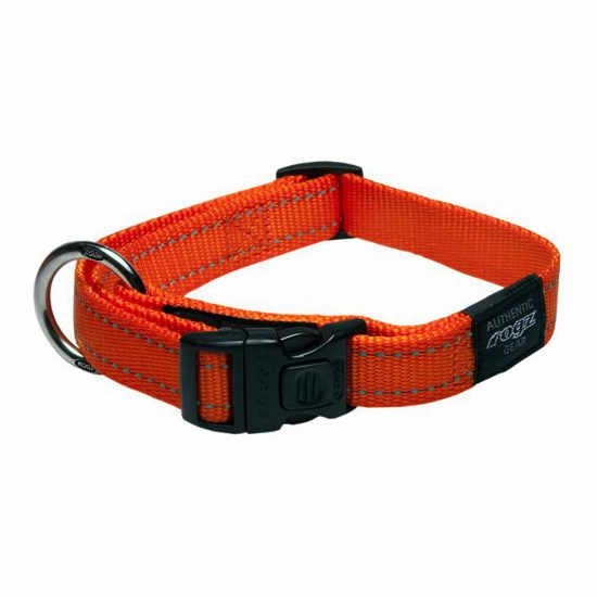 ROGZ UTILITY REFLECTIVE STITCHING COLLAR - L-ORANGE dog harness and leash,reflective dog collar,pet walking gear