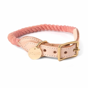 Rope and Leather Collar, Blush dog collar,leather dog collar,adjustable dog collar