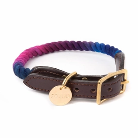 Rope and Leather Collar, Cosmic Storm dog collar,leather dog collar,adjustable dog collar