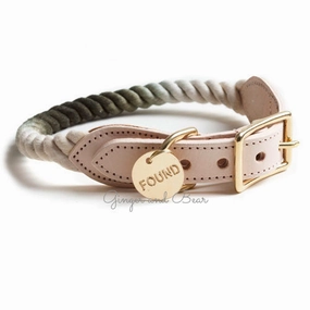 Rope and Leather Collar, Olive dog collar,leather dog collar,adjustable dog collar