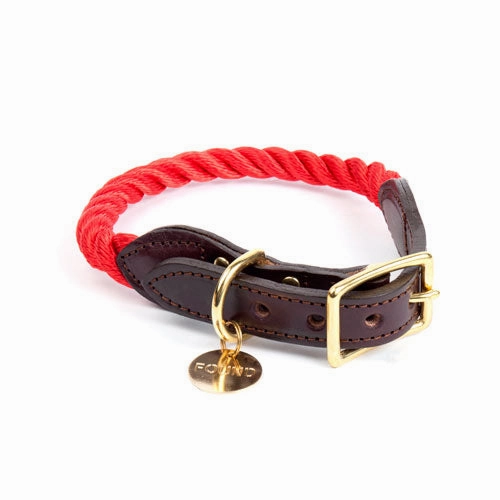Rope and Leather Collar, Red dog collar,leather dog collar,adjustable dog collar