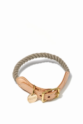 Rope and Leather Collar, Upcycled Natural dog collar,leather dog collar,adjustable dog collar