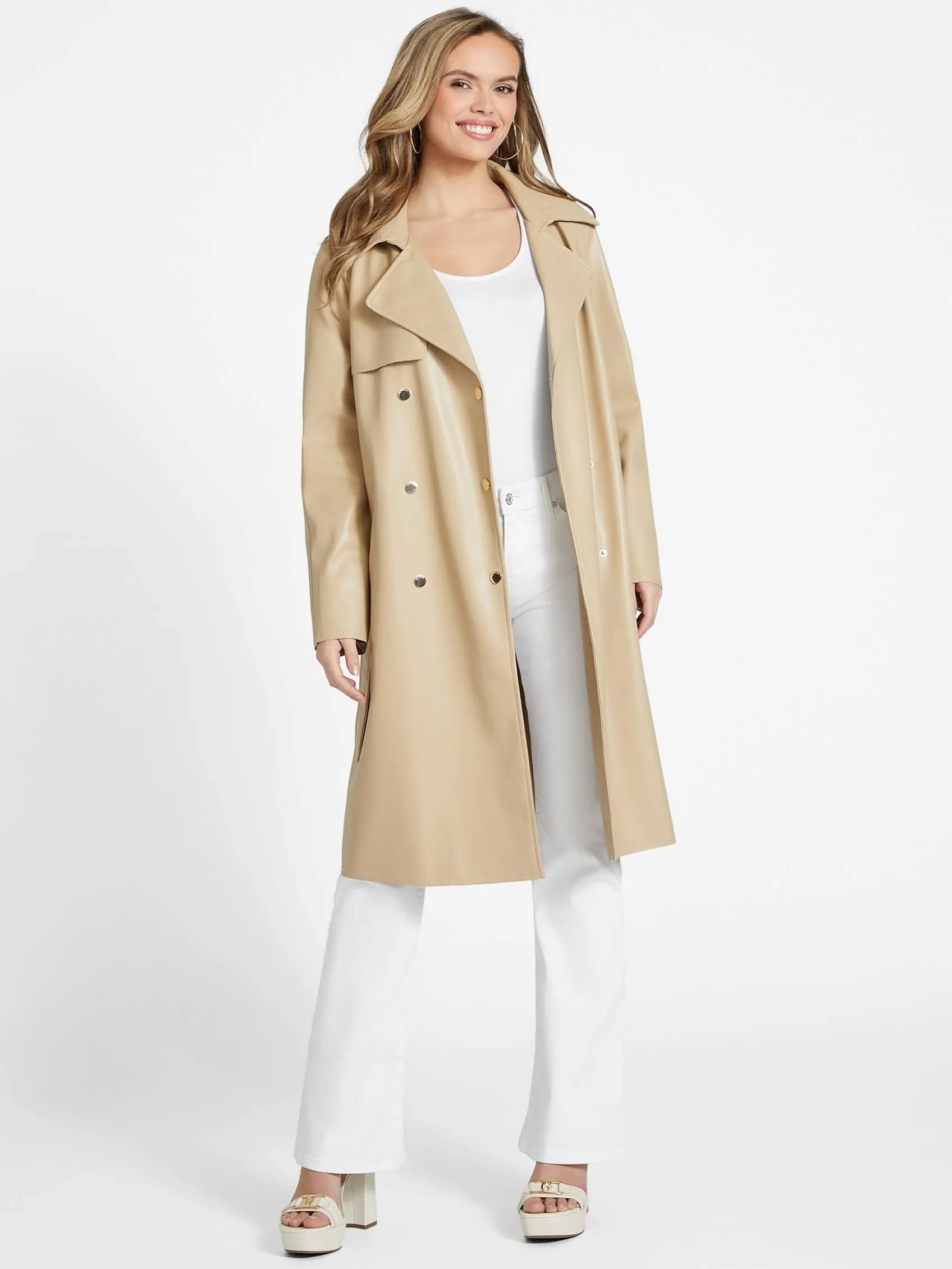 Rosalyn Faux-Leather Trench Coat