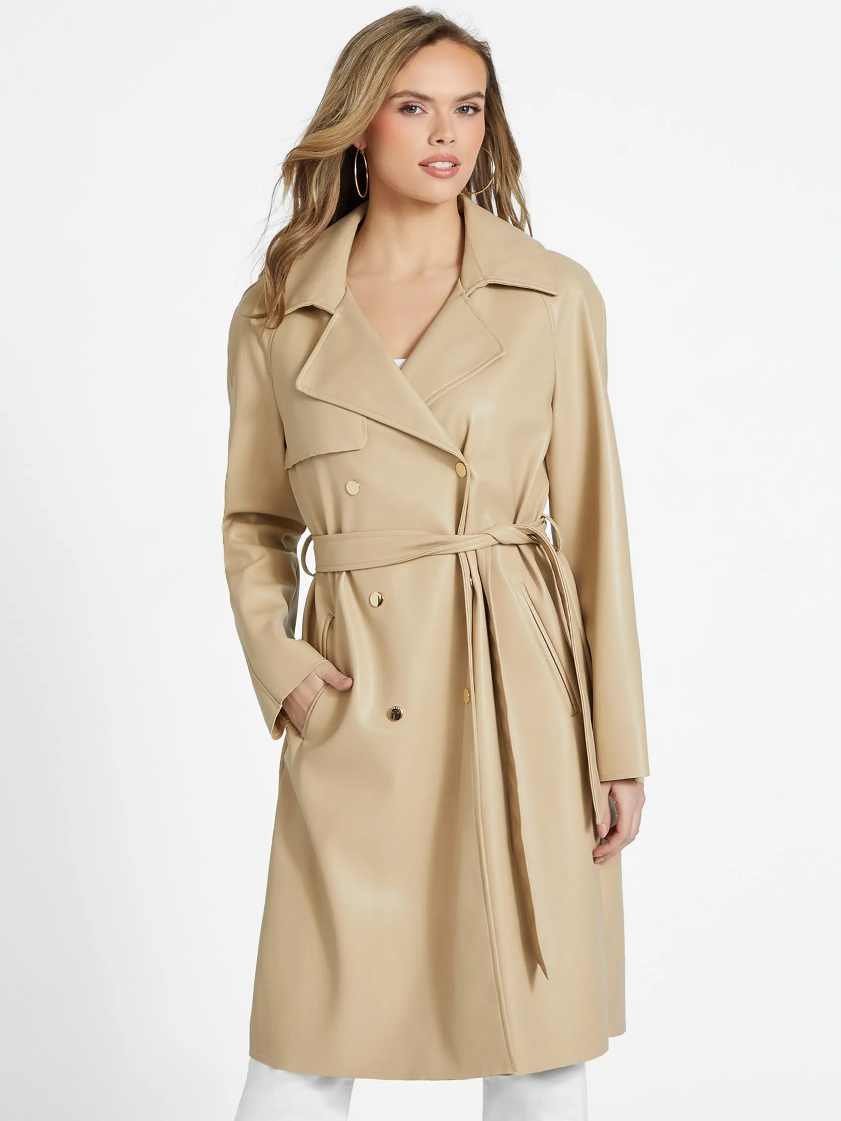 Rosalyn Faux-Leather Trench Coat