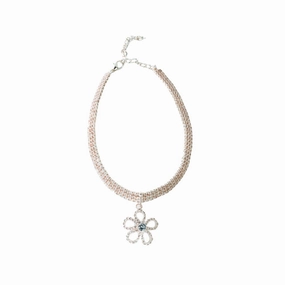 Rose Gold Diamante Flower Dog Necklace english tack set,horse saddle gear,equestrian supplies