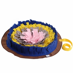 Round Snuffle Mat - Blue & Yellow dog bowl,slow feeder,pet food dish
