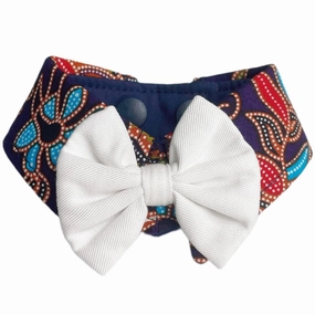 RuffCo Handcrafted Bowtie Button Collar For Cats & Dogs (Blue Batik) dog clothes,dog sweater,fashionable dog wear