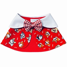 RuffCo Handcrafted Cape For Cats & Dogs (Red Puppies) dog clothes,dog sweater,fashionable dog wear