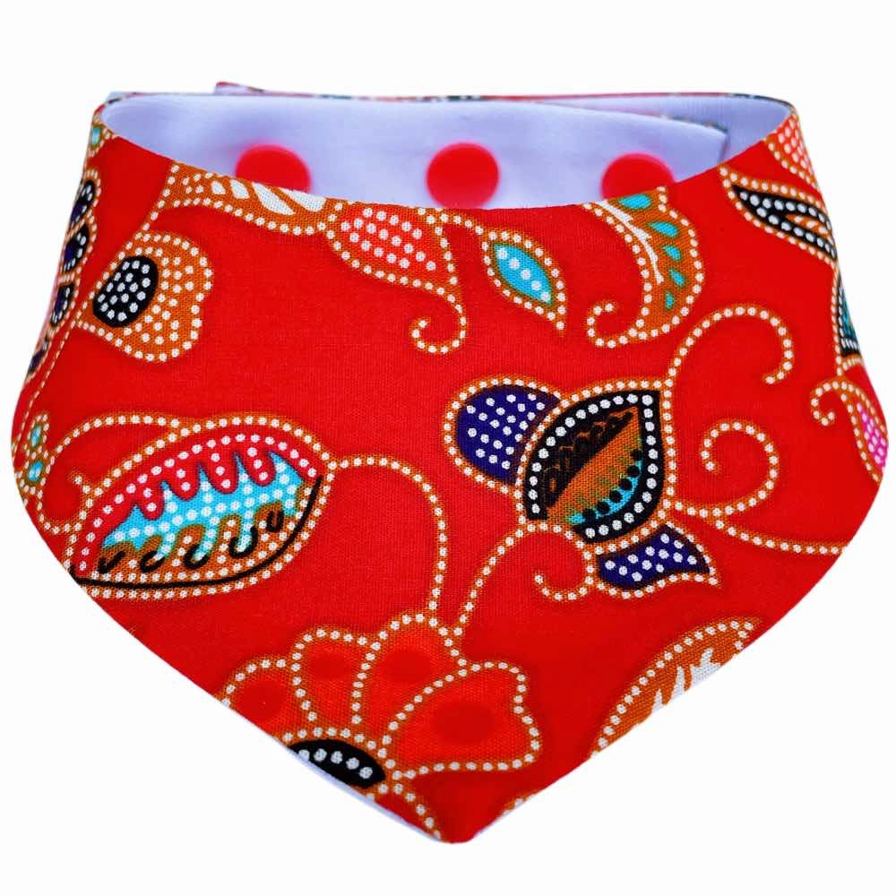 RuffCo Handcrafted Reversible Bandana For Cats & Dogs (Red Batik) dog clothes,dog sweater,fashionable dog wear