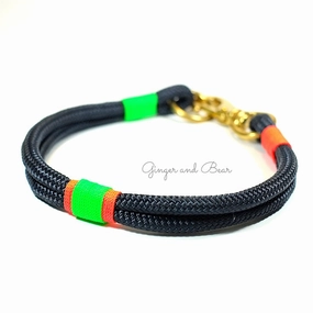 Rugged Hudson Collar: Citrus, Navy dog collar,leather dog collar,adjustable dog collar