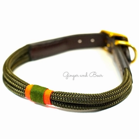 Rugged Hudson Collar: Seaweed Olive dog collar,leather dog collar,adjustable dog collar