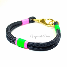 Rugged Hudson Collar: Watermelon, Navy dog collar,leather dog collar,adjustable dog collar