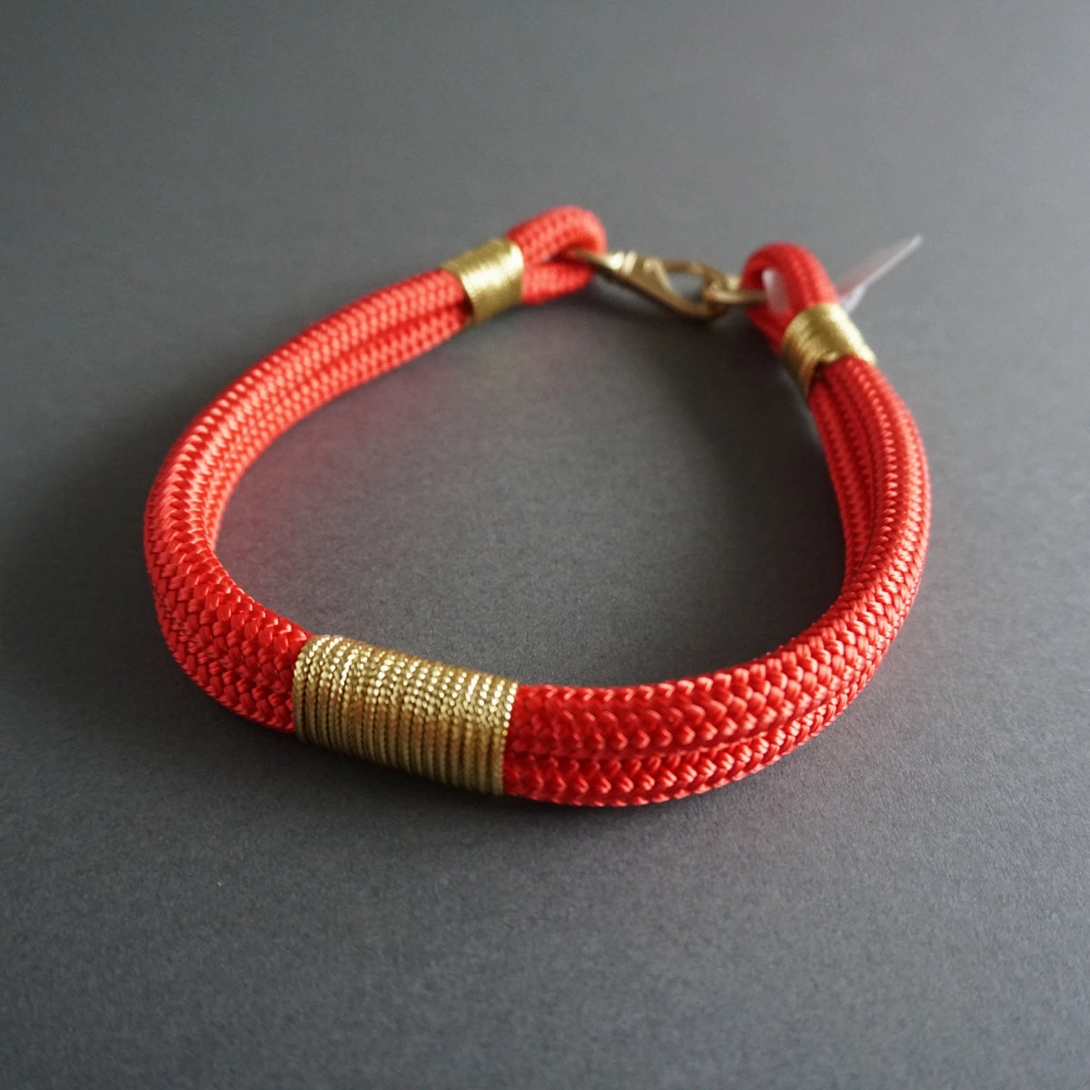 Rugged Wrist Hudson Dog Collar: Gold and Red Rope dog collar,leather dog collar,adjustable dog collar