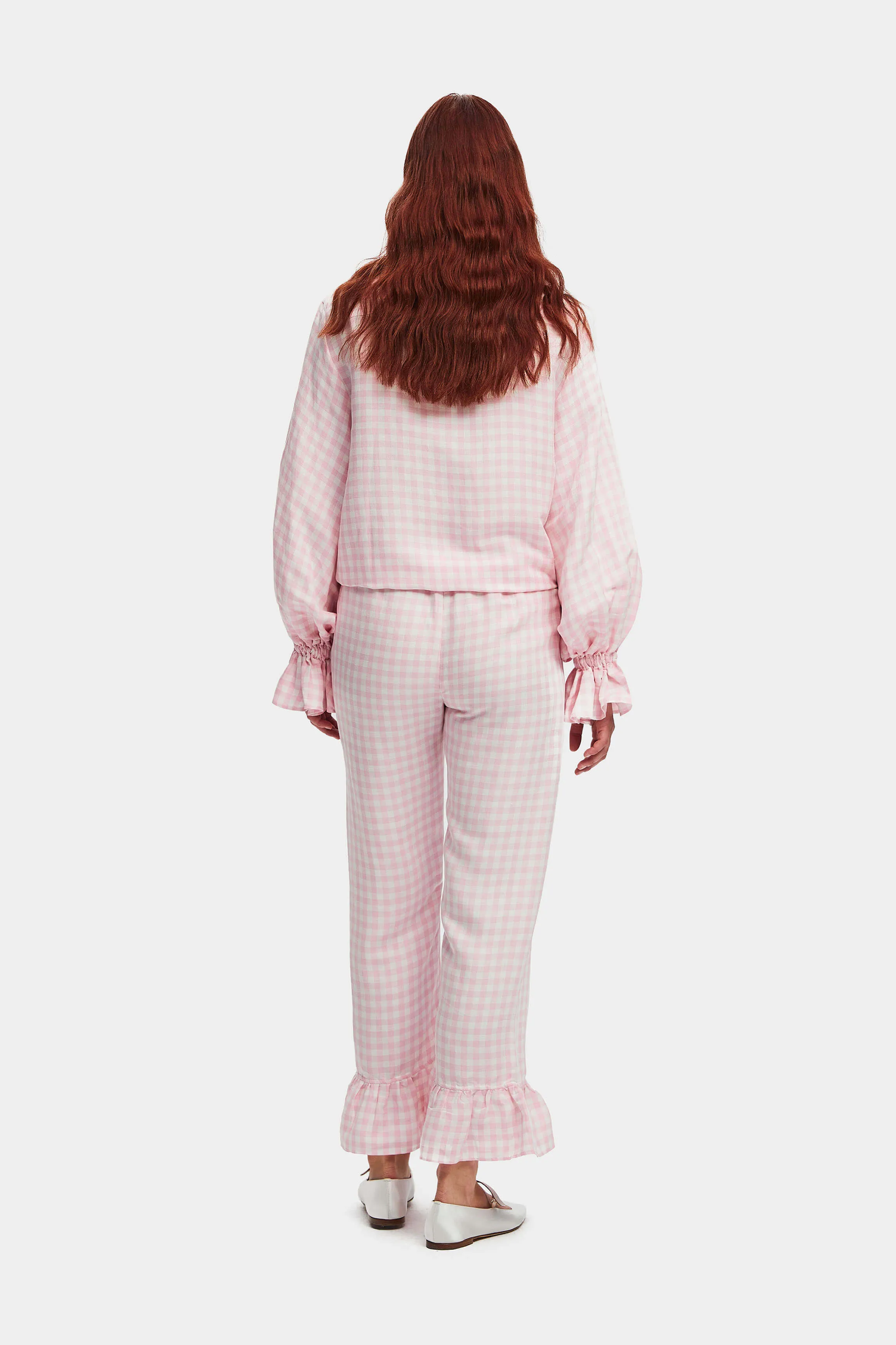 Rumba Linen Lounge Suit in Pink Vichy
