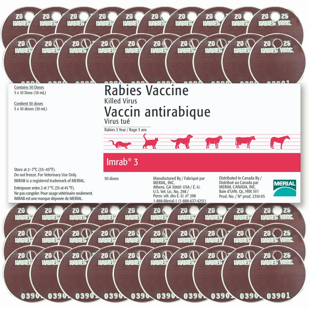 Rx Imrab 3 Rabies Vaccine, 5 x 10 Dose Kit with Tags gourmet cat wet food,chicken in broth cat,fish recipe cat food