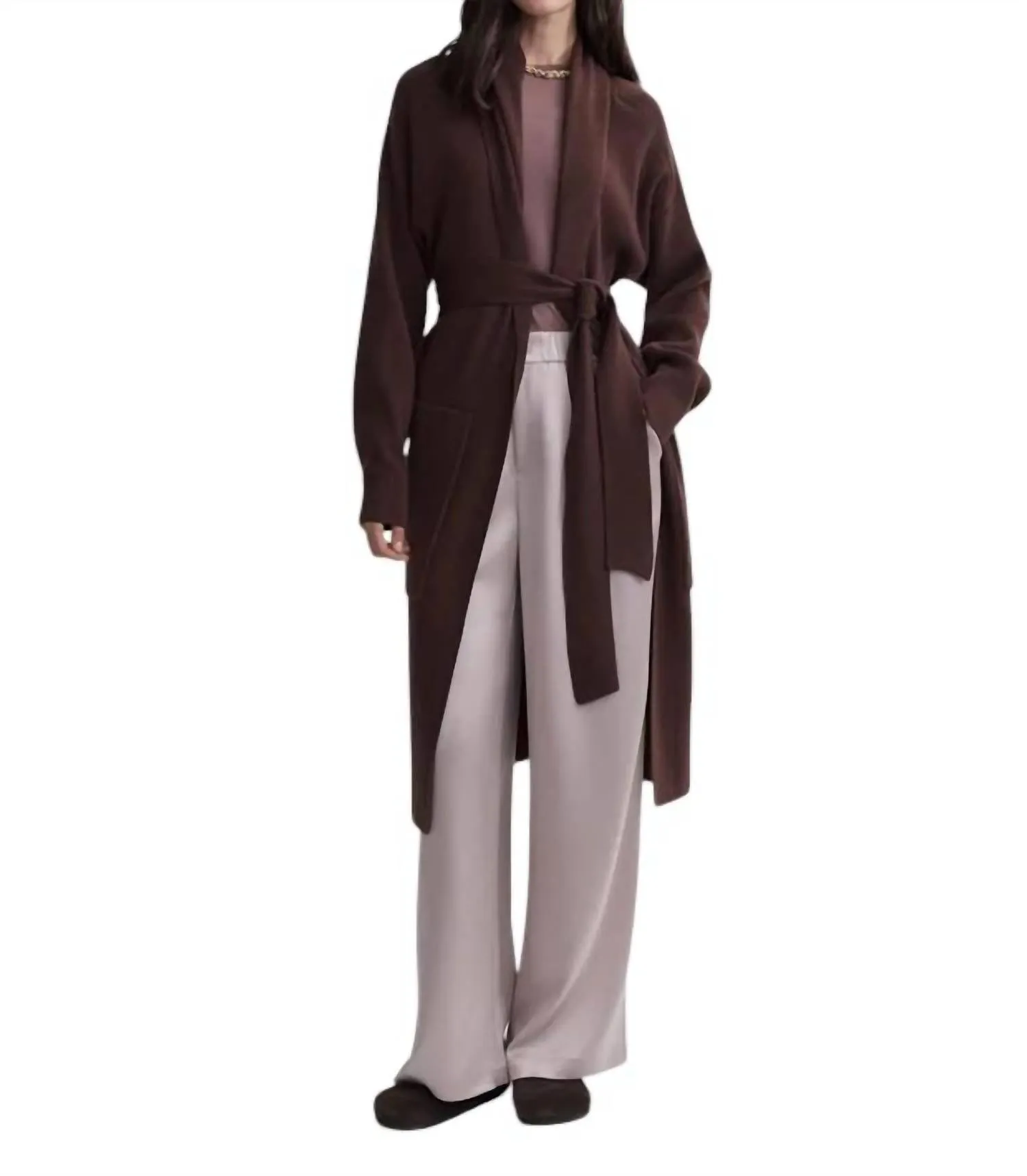 Safiya Knit Coat In Coffee Bean