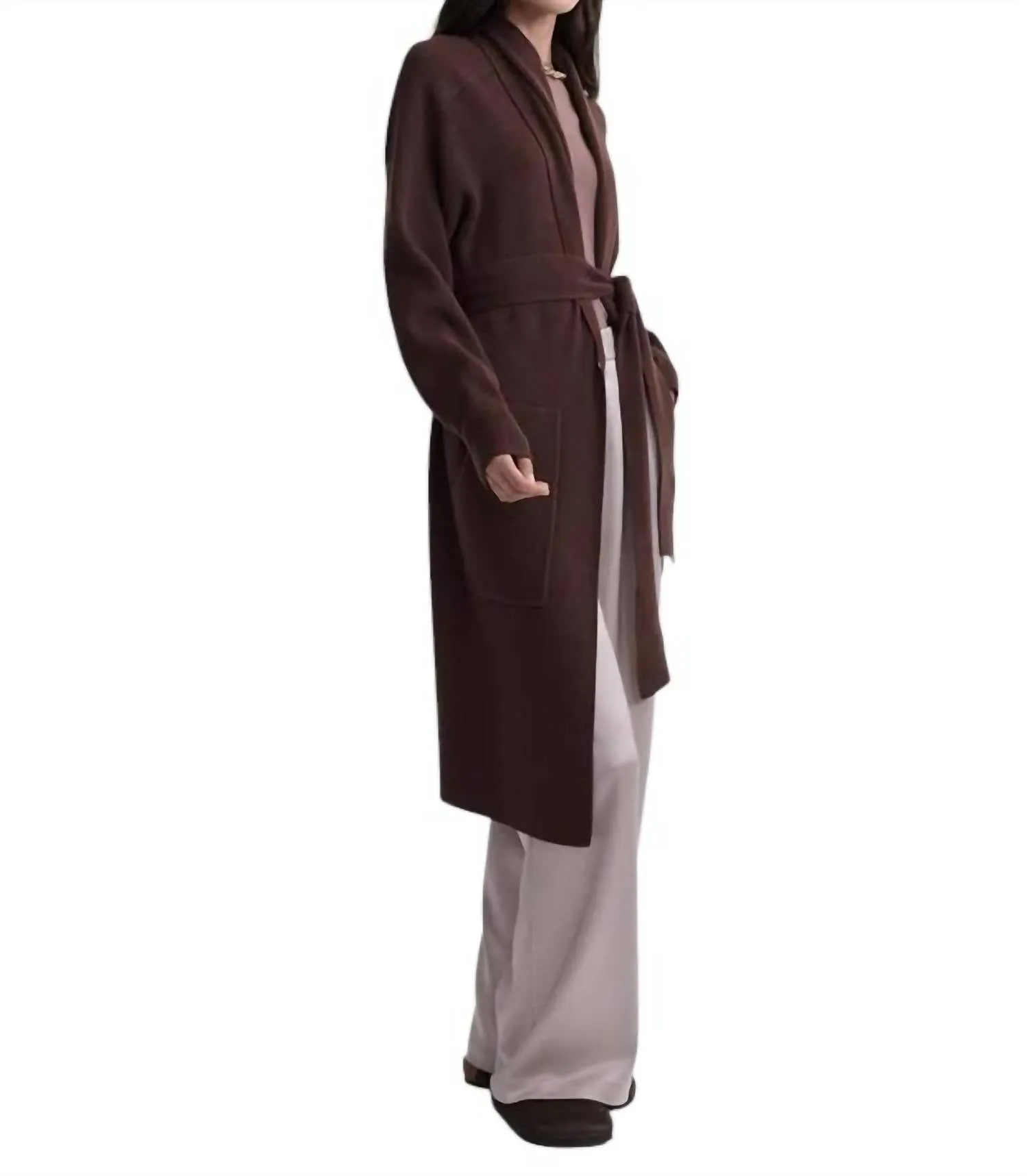 Safiya Knit Coat In Coffee Bean