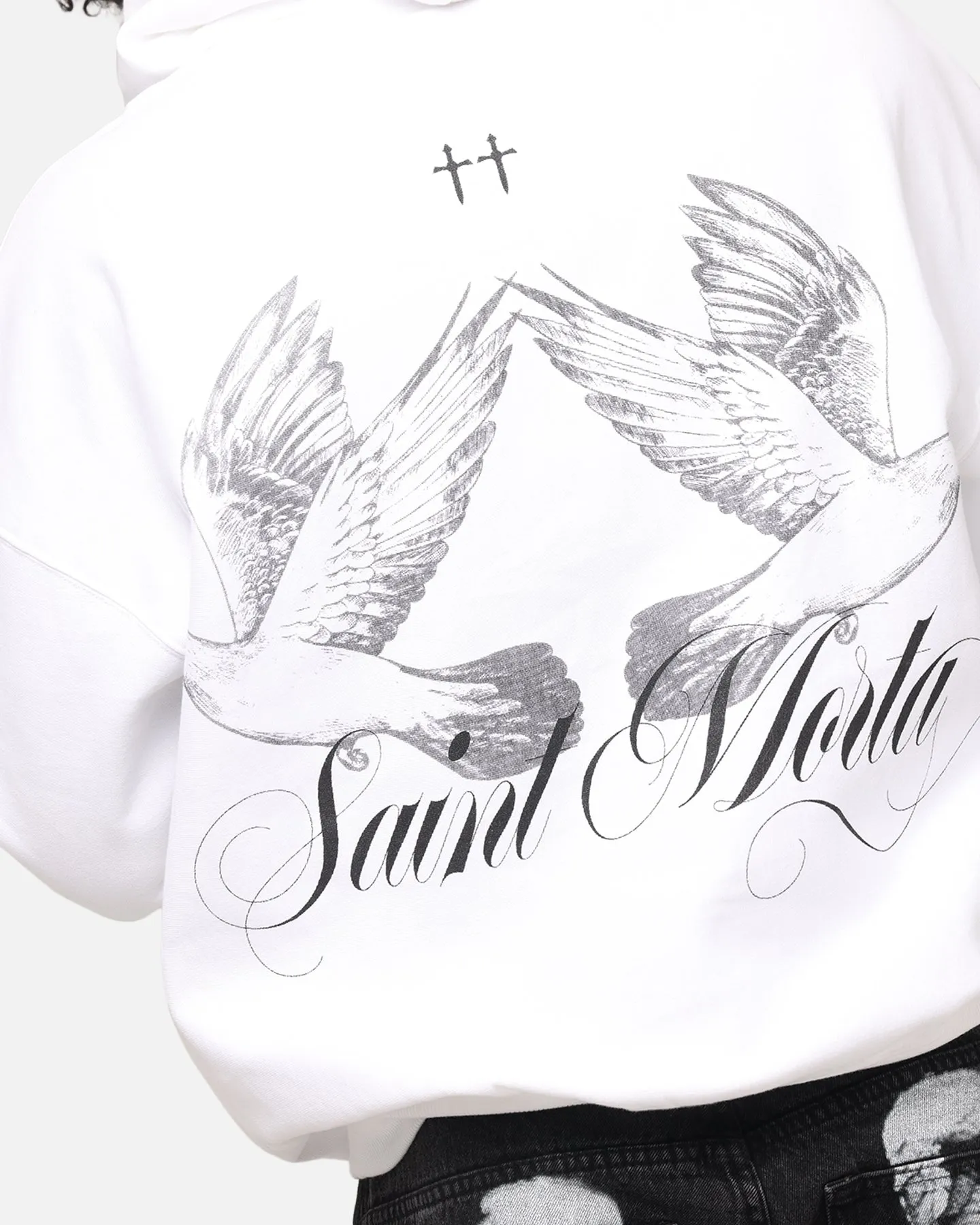Saint Morta Doves Boxy Hoodie White