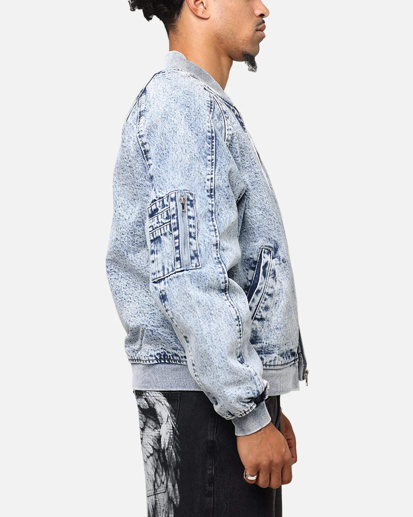 Saint Morta Flight Denim Jacket Blue Stonewash