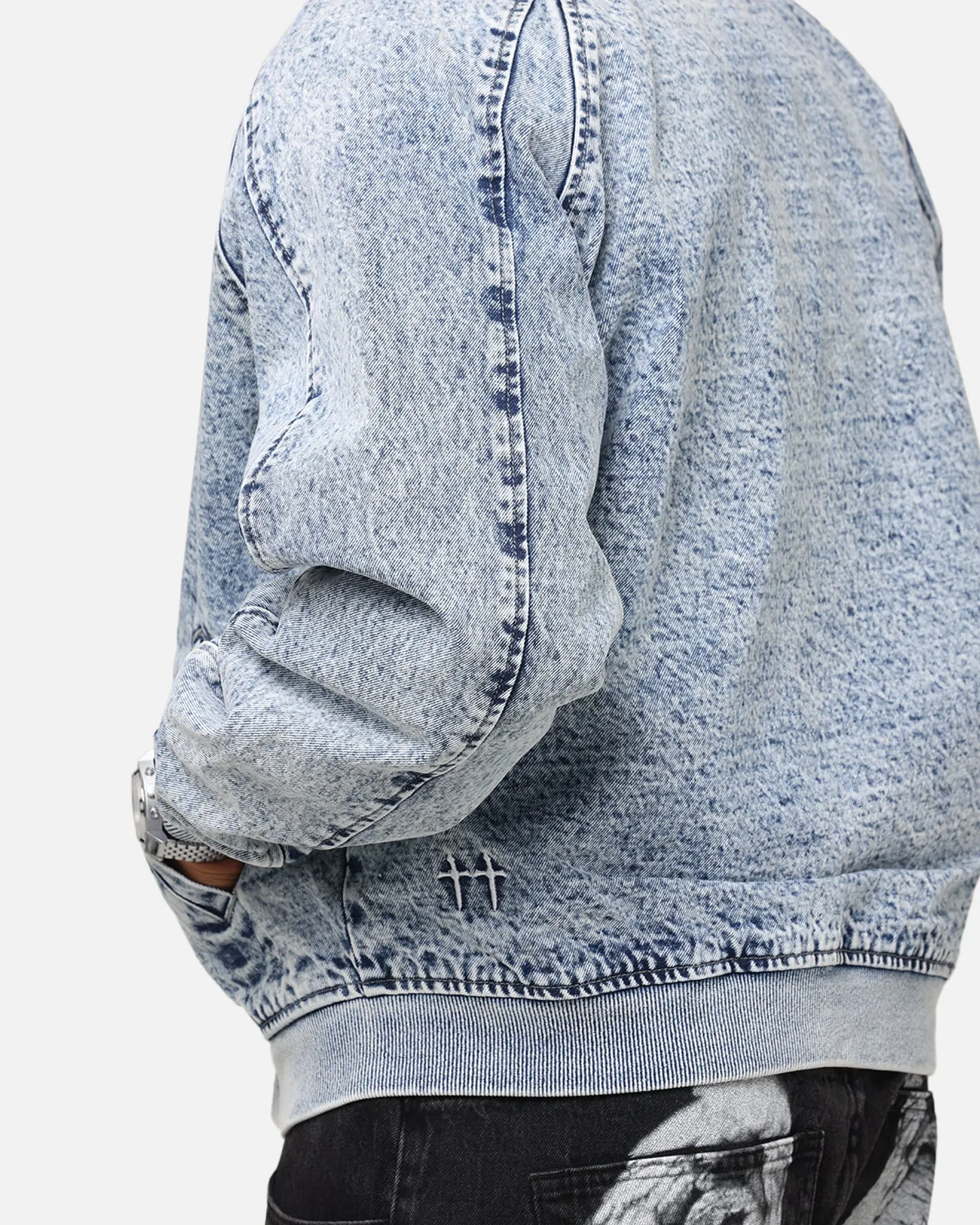 Saint Morta Flight Denim Jacket Blue Stonewash