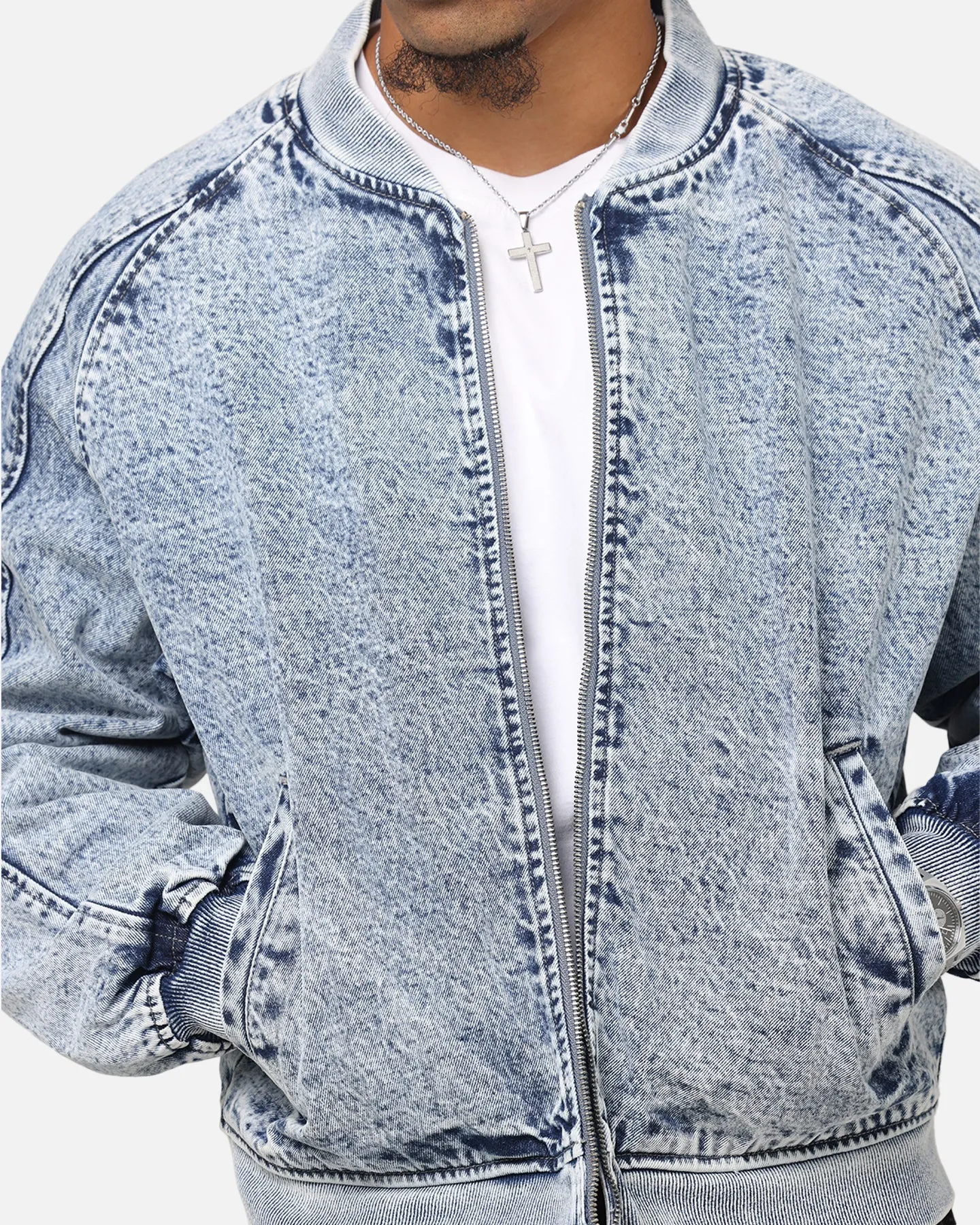 Saint Morta Flight Denim Jacket Blue Stonewash