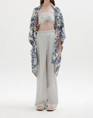 Saint Shawl Coat In Blue/ivory