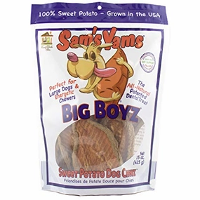 Sam's Yams Big Boyz Sweet Potato Chews 15oz Bag stainless steel bowl,metal pet feeder,steel water dish