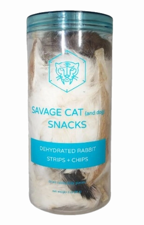 Savage Cat & Dog Snacks - Dehydrated Rabbit Strips & Scalp Chips 3oz Tube pet id tag,personalized dog tag,engraved cat id