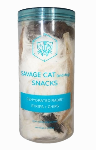 Savage Cat & Dog Snacks - Dehydrated Rabbit Strips & Scalp Chips 3oz Tube pet id tag,personalized dog tag,engraved cat id