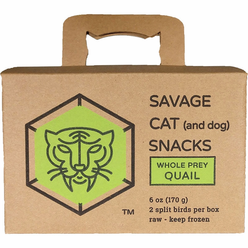 Savage Cat & Dog Snacks - Frozen Whole Prey Quail - 2 split birds per box 6oz (170g) pet id tag,personalized dog tag,engraved cat id