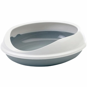 Savic Figaro Oval Litter Tray with Rim for Cats (Cold Grey) covered litter box,cat toilet,self cleaning litter box