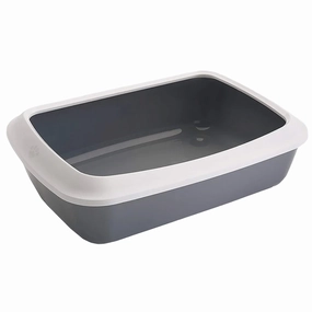 Savic Iriz Litter Tray with Rim for Cats (Cold Grey) covered litter box,cat toilet,self cleaning litter box
