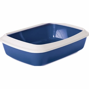 Savic Iriz Litter Tray with Rim for Cats (Nordic Blue) covered litter box,cat toilet,self cleaning litter box